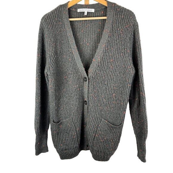 Cupcakes and Cashmere Grey Pink Marled Cardigan Sweater EUC Sz S w/ Pockets - Picture 1 of 11